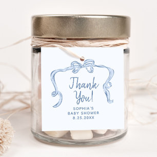 Hand getrokken Blue Bow Boy Baby shower gunst Tags Bedankjes Labels
