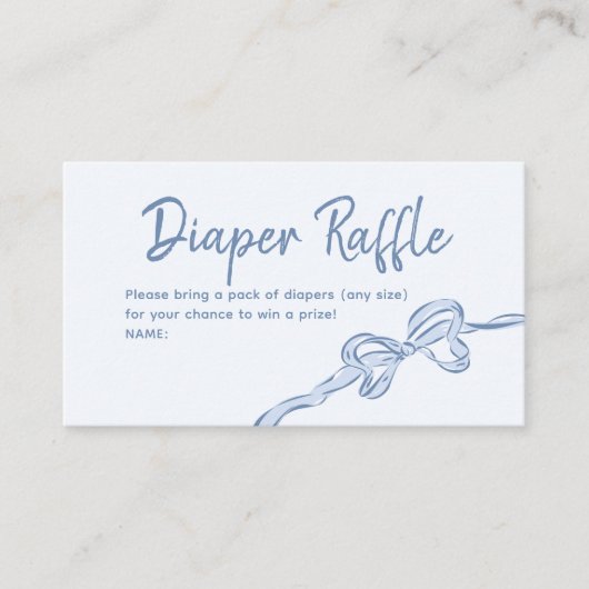 Hand getrokken Blue Bow Boy Baby shower Luier Raff Visitekaartje (Voorkant)
