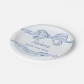 Hand getrokken Blue Bow Boy Baby shower Papieren Bordje (Gekanteld)
