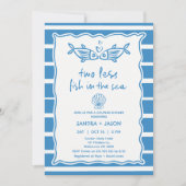 Hand getrokken Blue Stripe Vis Koppels Vrijgezelle Kaart (Voorkant)