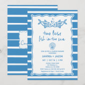 Hand getrokken Blue Stripe Vis Koppels Vrijgezelle Kaart (Voorkant / Achterkant)