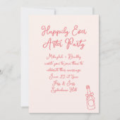 Hand getrokken Blush & Rood Gelukkig Ooit Na Party Kaart (Voorkant)