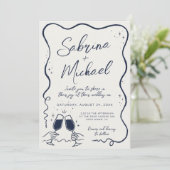 Hand getrokken bochtige grillige bruiloft uitnodig kaart (Staand voorkant)