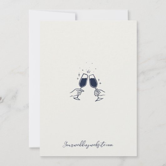 Hand getrokken bochtige grillige bruiloft uitnodig kaart (Achterkant)