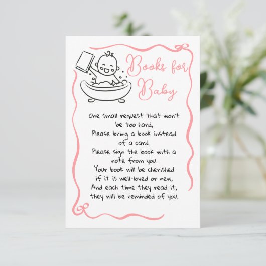 Hand getrokken Boeken voor baby meisje Kaart (Staand voorkant)