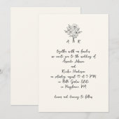 Hand getrokken boeket monogram handschrift bruilof kaart (Voorkant / Achterkant)