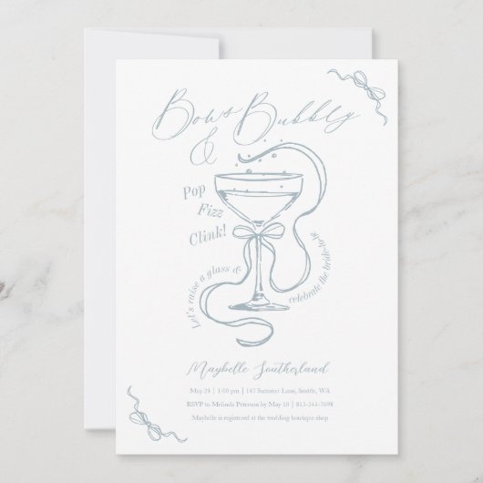 Hand getrokken bogen en bubbelige cocktail Vrijgez Kaart (Voorkant)