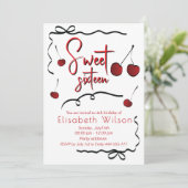 Hand getrokken bogen grillig speelse kersen zoet 1 kaart (Staand voorkant)