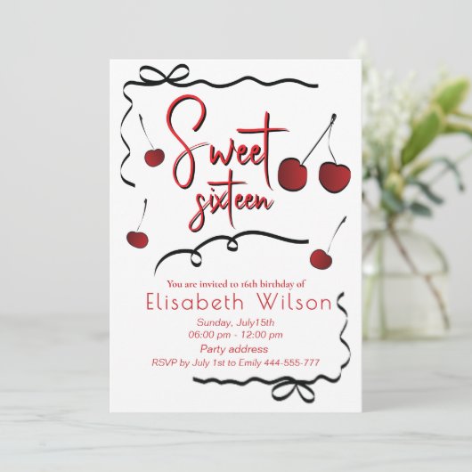 Hand getrokken bogen grillig speelse kersen zoet 1 kaart (Staand voorkant)