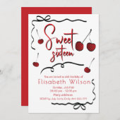 Hand getrokken bogen grillig speelse kersen zoet 1 kaart (Voorkant / Achterkant)