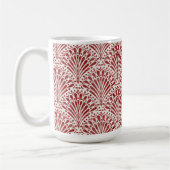 Hand getrokken Boheemse Scallops, rood op crème Koffiemok (Links)