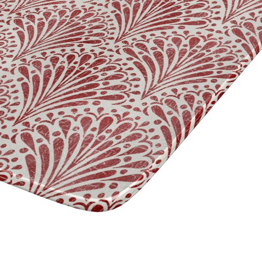 Hand getrokken Boheemse Scallops, rood op crème Snijplank (Hoek)