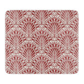 Hand getrokken Boheemse Scallops, rood op crème Snijplank (Voorkant)