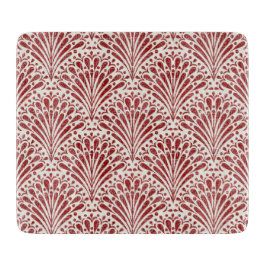 Hand getrokken Boheemse Scallops, rood op crème Snijplank