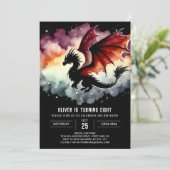 Hand getrokken Bold Dragon verjaardagsfeest Kaart (Staand voorkant)