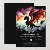 Hand getrokken Bold Dragon verjaardagsfeest Kaart (Voorkant / Achterkant)