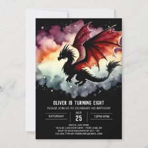 Hand getrokken Bold Dragon verjaardagsfeest Kaart