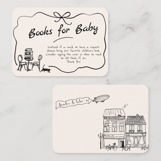 Hand getrokken Bonjour Bebe Franse boeken voor Bab Informatiekaartje (Voorkant / Achterkant)