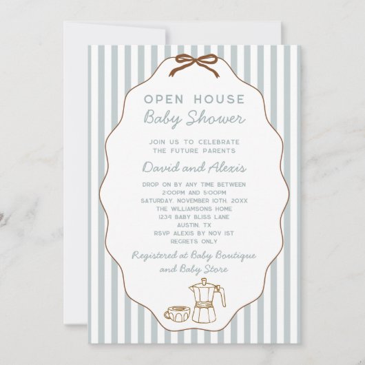 Hand getrokken Bonjour Bebe Open House Boy Baby sh Kaart (Voorkant)