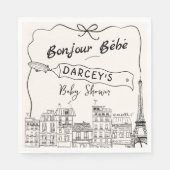 Hand getrokken Bonjour Frans Baby shower Welkom Servet (Voorkant)