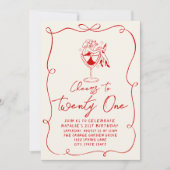 Hand getrokken boog 21e boog foto verjaardagsfeest kaart (Voorkant)