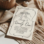 Hand getrokken boog 21e Coquette Fun Verjaardagsfe Kaart