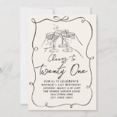 Hand getrokken boog 21e leuke foto verjaardagsfees kaart (Voorkant)