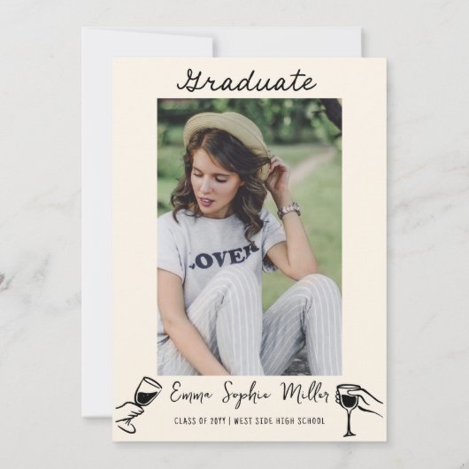 Hand getrokken boog Afstuderen Aankondiging (Achterkant)