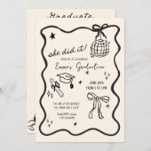 Hand getrokken boog Afstuderen Aankondiging (Voorkant / Achterkant)