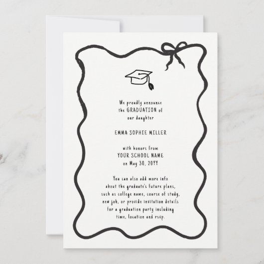 Hand getrokken boog Afstuderen Aankondiging (Voorkant)