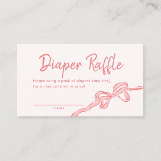 Hand getrokken boog Baby shower luier Raffle Kaart Visitekaartje (Voorkant)