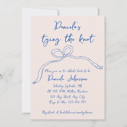 Hand getrokken boog blauw binden van de knoop Vrij Kaart (Voorkant)