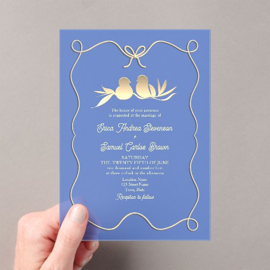 Hand getrokken boog blauw bruiloft acryl uitnodigi acryl uitnodigingen (Insitu (Draagbaar))
