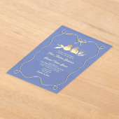 Hand getrokken boog blauw bruiloft acryl uitnodigi acryl uitnodigingen (Laagn)