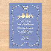 Hand getrokken boog blauw bruiloft acryl uitnodigi acryl uitnodigingen (Voorkant)