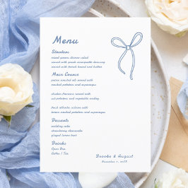 Hand getrokken boog blauw bruiloft menu