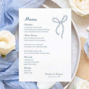 Hand getrokken boog blauw bruiloft menu