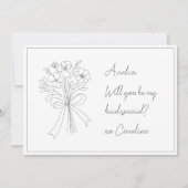 Hand-getrokken boog & bloem bruidsmeisje voorstel kaart (Voorkant)