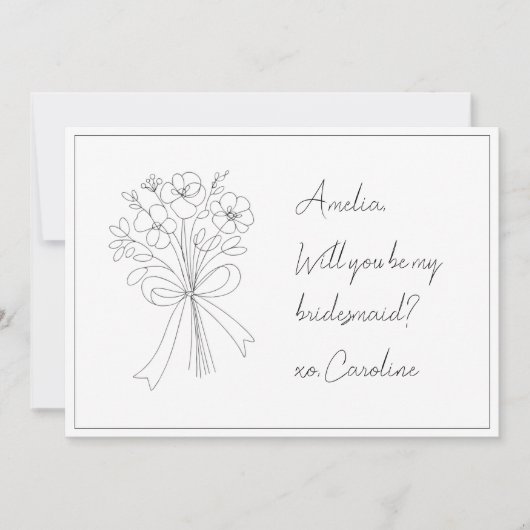 Hand-getrokken boog & bloem bruidsmeisje voorstel  kaart (Voorkant)