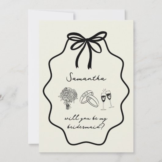 Hand Getrokken Boog Bloemen Bruidsmeisje Voorstel Kaart (Voorkant)