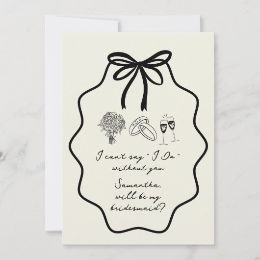 Hand Getrokken Boog Bloemen Bruidsmeisje Voorstel Kaart (Voorkant)