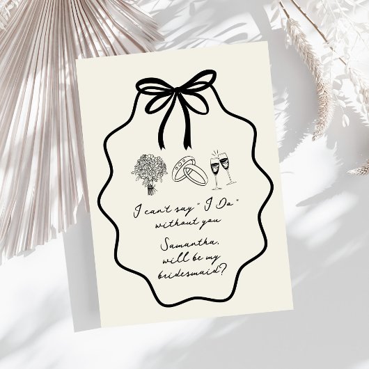 Hand Getrokken Boog Bloemen Bruidsmeisje Voorstel Kaart