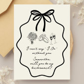 Hand Getrokken Boog Bloemen Bruidsmeisje Voorstel Kaart