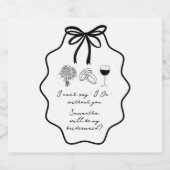 Hand Getrokken Boog Bloemen Bruidsmeisje Voorstel Sparkling Wijnetiket (Enkel label)