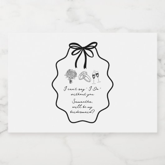 Hand Getrokken Boog Bloemen Bruidsmeisje Voorstel Sparkling Wijnetiket (Enkel label)