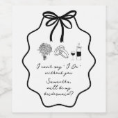 Hand Getrokken Boog Bloemen Bruidsmeisje Voorstel Wijn Etiket (Enkel label)