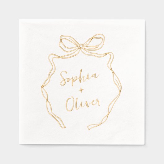 Hand getrokken boog chique moderne bruiloft folie servetten (Voorkant)
