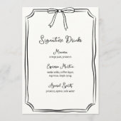 Hand getrokken boog Coquette Chic Signature Drinke Menu (Voorkant)