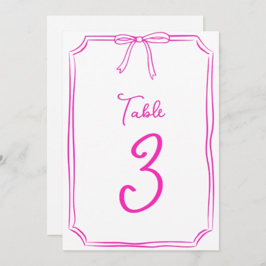 Hand getrokken boog coquette heet roze tafel numme (Voorkant / Achterkant)