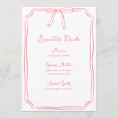 Hand getrokken boog coquette roze handtekening Dri Menu (Voorkant)